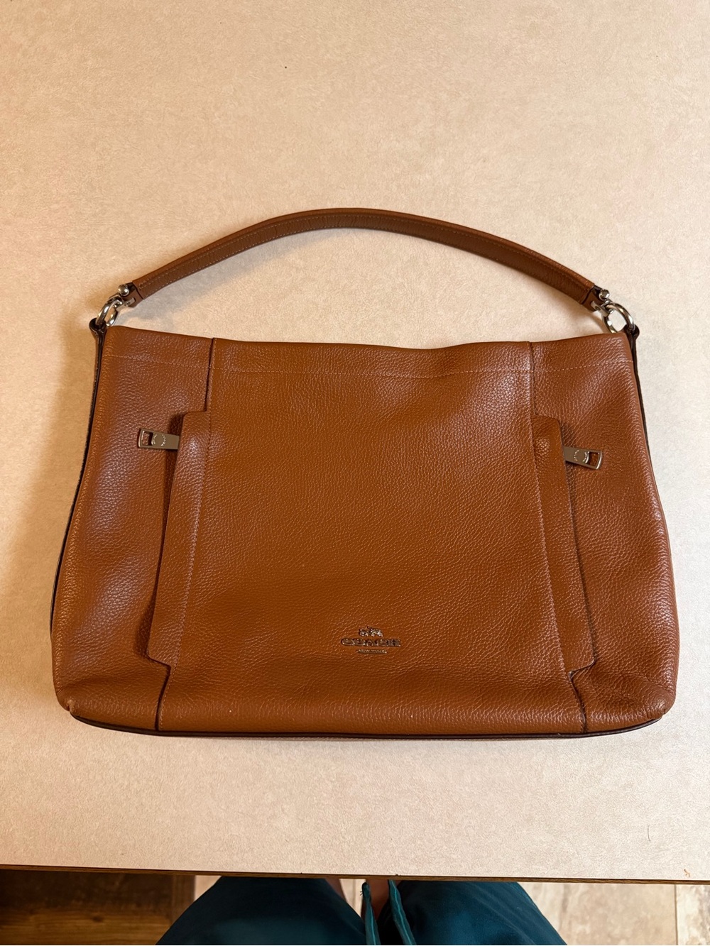 Coach Cognac Pebbled Leather Shoulder Bag